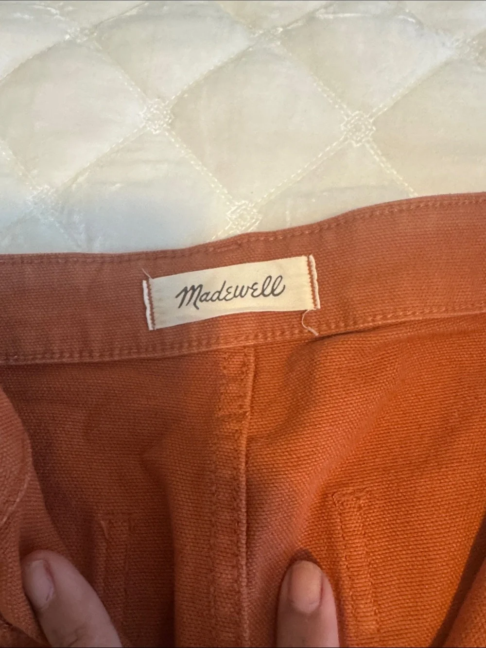 Madewell Slim Emmett  Wide Leg Crop Cotton Pants - Rust Orange